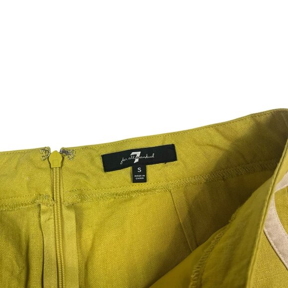7 For All Mankind Linen Trouser Pants Size Small Golden Mustard High Rise 83147 - Picture 8 of 11
